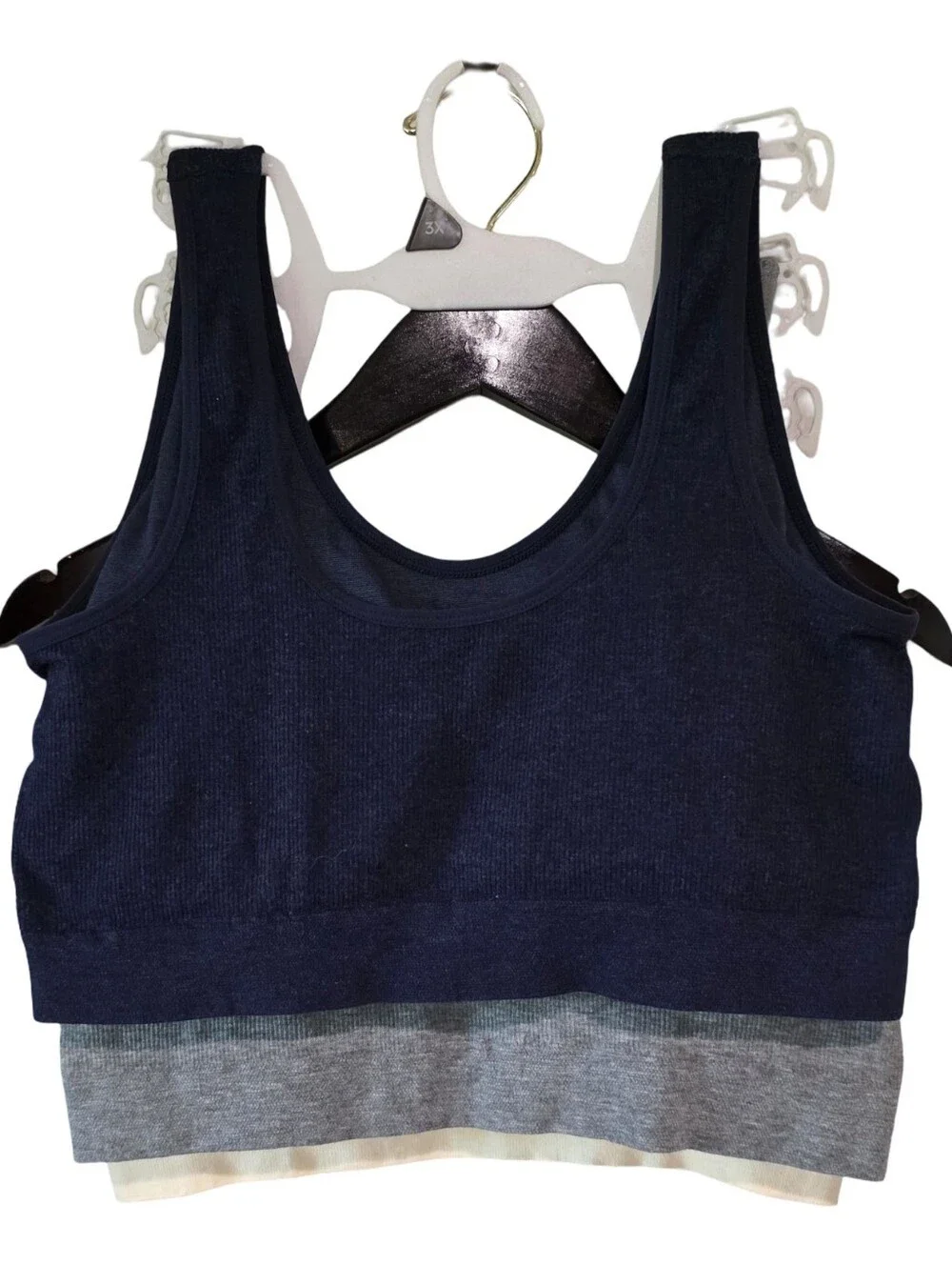Laura Ashley 3pk‎ Ribbed Active Athletic Lounge Comfy Sports Bras Bralettes 3X